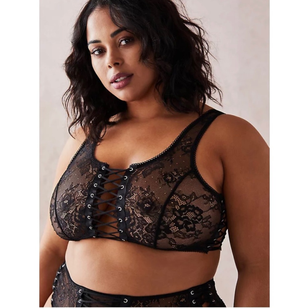 Torrid Laced Up Lace Scoop Neck Bralette